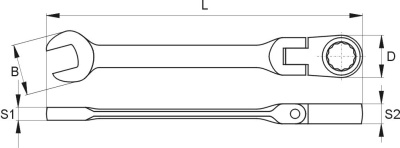 Ключ комбинированный с трещоткой  и шарниром 11  мм