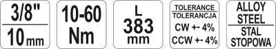 Ключ динамометрический 3/8" 10-60Nm